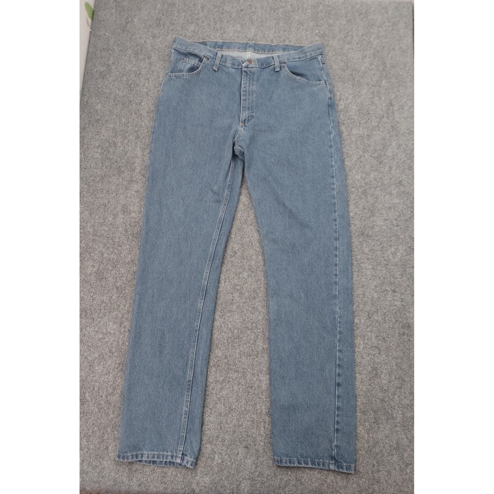 Wrangler Jeans Mens 38x36 Blue Cotton Straight Leg Work Wear Western Denim